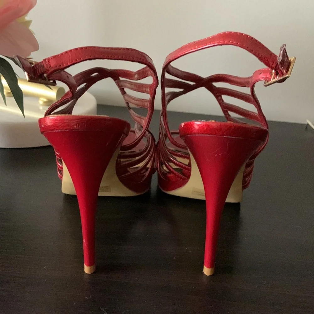 Carlos Red Strappy Heels - Picture 3 of 9